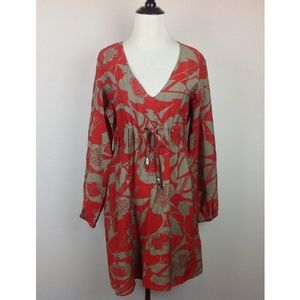 Sugarcane Shirt Dress Womens Small Red Gray Floral